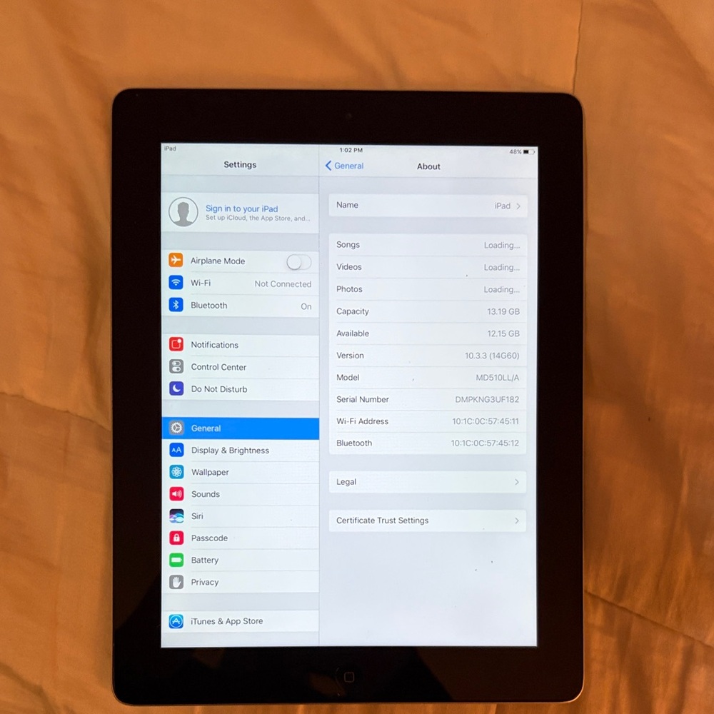 Apple iPad 4th generation 16gb silver
